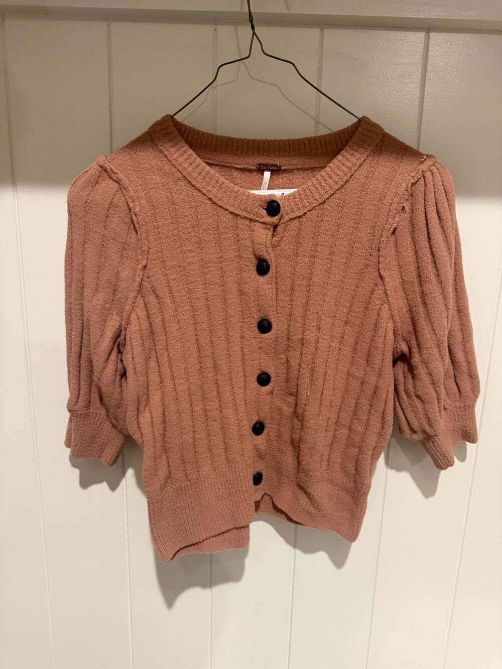 Free People Sloane Cardigan Size XS Pink Button-Up Ribbed